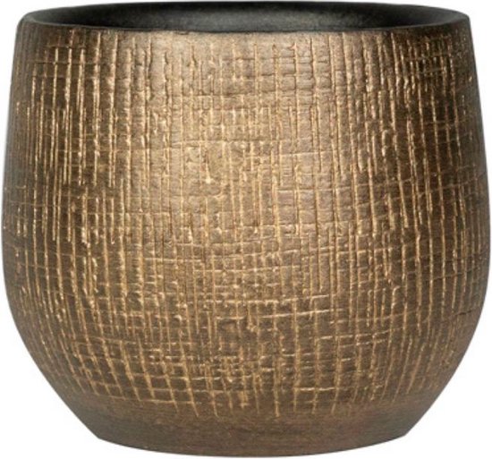 Ter Steege Plantenpot - keramiek - goud - metaal look - D15 x H13 cm