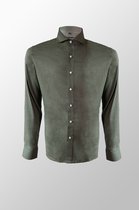 Vercate - Heren Lange Mouwen Overhemd - Groen - Donkergroen - Slim-Fit - Linnen Katoen - Maat 42/L