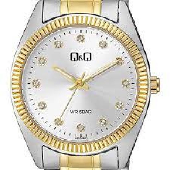 Q&Q Herenhorloge kunstleer armband gesp 3 bar analoog kwarts, zwart, blauw, zilverkleurig, Riemen
