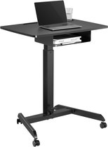 Maclean - In hoogte verstelbaar laptop bureau met wieltjes en een lade zit-sta bureau -  hoogte verstelbaar tot max. 113cm max. 8kg (Zwart)