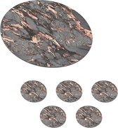 Onderzetters voor glazen - Rond - Marmer - Grijs - Goud - Structuur - Marmerlook - Luxe - 10x10 cm - Glasonderzetters - 6 stuks