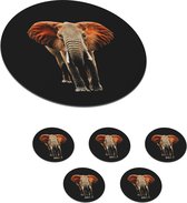 Sous- Sous-verres pour verres - Ronds - Éléphant - Animaux - Dents - 10x10 cm - Sous-verres en verre - 6 pièces