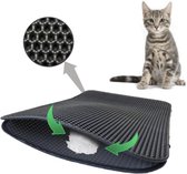 Kattenbakmat - Katten - Dubbele laag kattenbakvulling - Mat trapper - Opvang ruimte - Kattengrit opvanger - Honingraat - Waterdicht - Ademend - Zilver Grijs - Leren rand - Maat 40 x 50 - Eco-