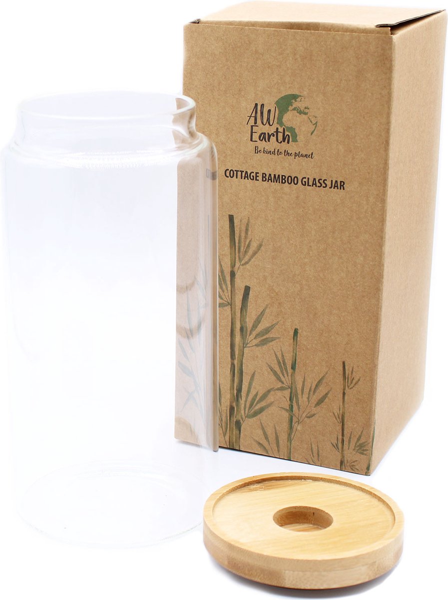 Glazen Voorraadpot - Bamboo Deksel - 15cm - Milieuvriendelijk