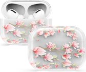 kwmobile Hoesje voor Apple AirPods Pro - Case voor draadloze oordopjes - Cover in poederroze / wit / transparant - Magnolia design