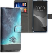 kwmobile telefoonhoesje voor Xiaomi Poco X3 NFC / Poco X3 Pro - Hoesje met pasjeshouder in blauw / grijs / zwart - Sterrenstelsel en Boom design