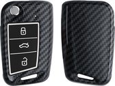 kwmobile hoes voor autosleutel geschikt voor VW Golf 7 MK7 3-knops autosleutel - Autosleutelbehuizing in zwart - Carbon design