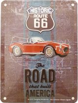 Wandbord - 15 x 20 cm - Historic US Route 66 - Ford Shelby Cobra