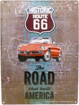 Wandbord - Historic Route 66 The Road That Build America – Rode Auto