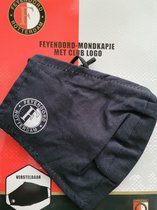 Feyenoord mondkapje met clublogo | Zwart met wit logo