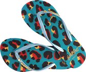 BeachyFeet Teenslippers Retro Leopardo - Blauw - 39