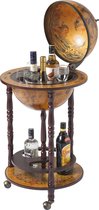 Drankbar wereldbol - barwagen - massief houten - bar op wielen - 16e eeuwse stijl - Italiaans design - hout - Wereldbol bar - wijnrek - tafel - mobiele bartafel - uniek - minibar - bruin