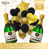 Goud Ballonnen Pakket van 16 stuks * Snoes * Chateau Celebration * Ballon Boeket goud & 2 x  Fles * Gold Thema Verjaardag Decoratie Drank * Tiener Verjaardag Goud * Champagne Fles