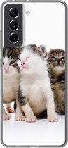 Geschikt voor Samsung Galaxy S21 FE hoesje - Kat - Huisdieren - Vacht - Portret - Siliconen Telefoonhoesje