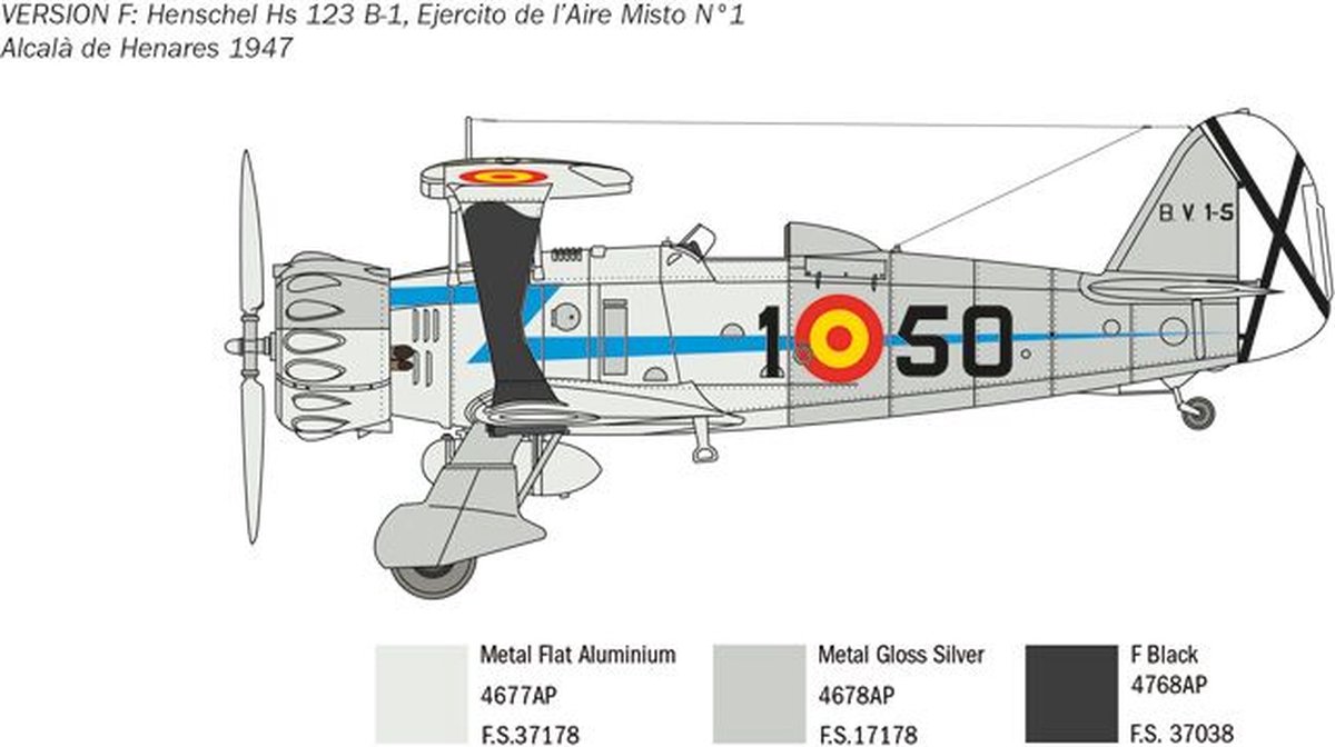 Italeri 1/48 Henschel Hs 123 – Kit De Maquette Avion Biplan – Construction Plastique Détaillée – Modélisme Militaire – Dès 14 Ans