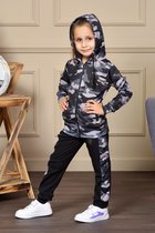 Trainingspak / Joggingspak - Sportvest & Broek - 152/158 - Meisjes Camouflage Grijs