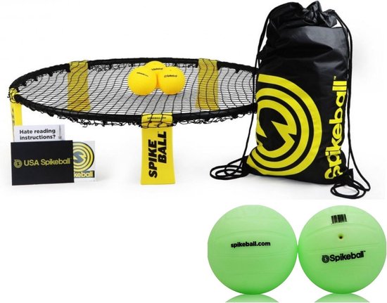 Foto: Spikeball standard combo set roundball geel met extra set van 2 glow balls