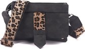 Zwarte panter crossbody en schoudertasje Geneve