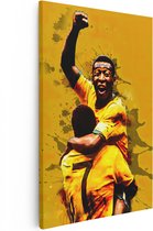 Artaza Canvas Schilderij Pelé juicht na Iconische Goal bij Brazilië  - 20x30 - Klein - Foto Op Canvas - Canvas Print