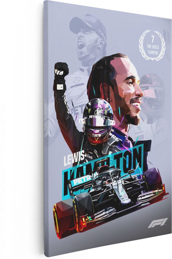 Artaza Canvas Schilderij Lewis Hamilton bij Mercedes F1 - 40x60 - Poster Foto op Canvas - Canvas Print