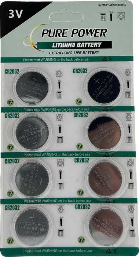 CR2032 3V lithium knoopcel batterij - EXTRA LONG LIFE - 16 Stuks - Pure Power