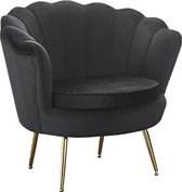 Shell fauteuil gemaakt van fluweel zwart