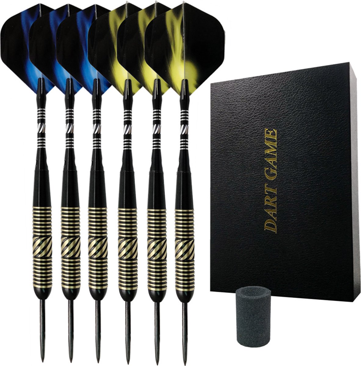 Dart pijlen set 6 stuks - DT09 - 23 gram steeltip darts - Met dart box - pijlenslijper en flights