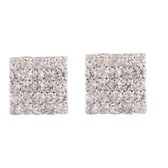 Oorbellen-Strass-Vierkant-Zilverkleur-Charme Bijoux