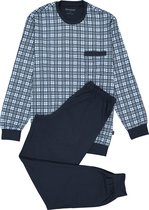 SCHIESSER heren pyjama - O-hals - donkerblauw met geruit shirt -  Maat: S
