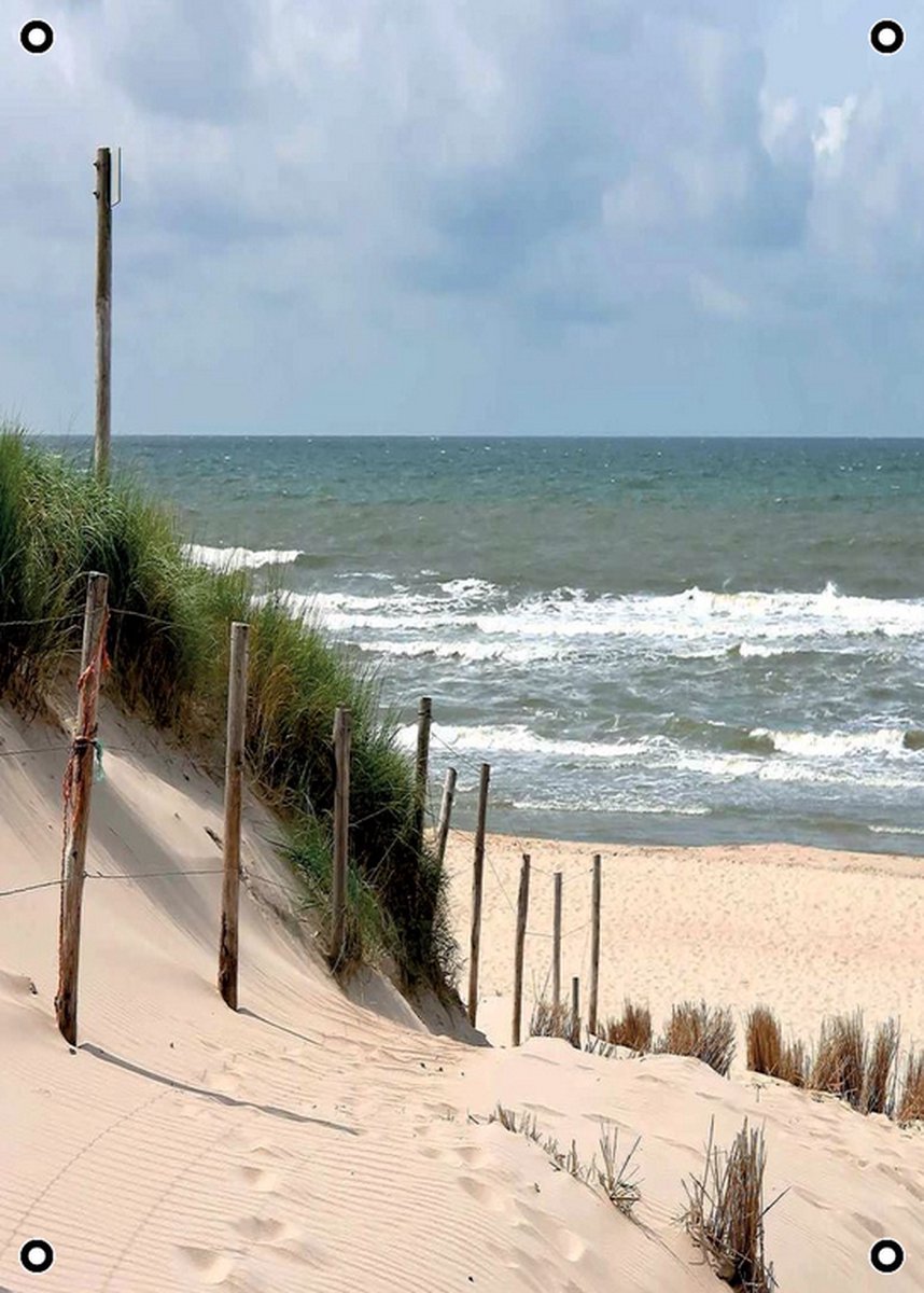 Tuinposter Hollandse kust duinen - 70x60cm - gezoomd met ringen