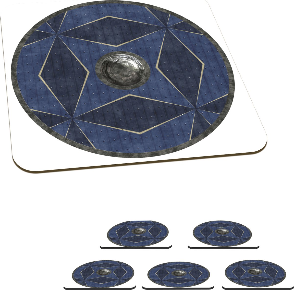 Onderzetters voor glazen - Viking schild - 10x10 cm - Glasonderzetters - 6 stuks