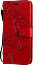 Xiaomi Redmi Note 8T Hoesje - Mobigear - Butterfly Serie - Kunstlederen Bookcase - Rood - Hoesje Geschikt Voor Xiaomi Redmi Note 8T