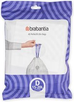 Brabantia PerfectFit sac poubelle avec fermeture code D, 15-20 litres, 40 pcs/distributeur - White