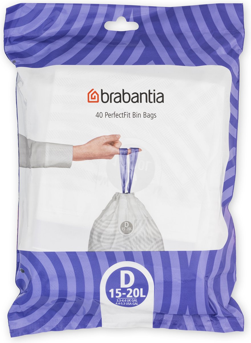Goedkoopste Brabantia PerfectFit Vuilniszakken - 15/20 l - Code D - 40 stuks