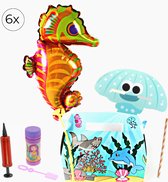 6 Goodieboxen Kids Onderwaterwereld - 6 uitdeeldoosjes - Kwaliteit speelgoed & folie ballon 8-delig inclusief ballonpomp - Thema Kinderfeestje Feestpakket verjaardag feestartikelen