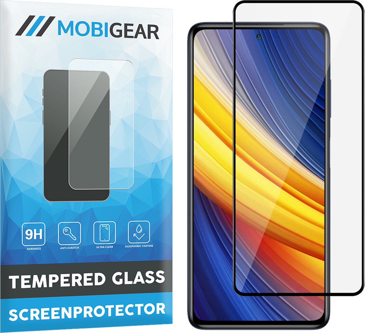 Mobigear Screenprotector geschikt voor POCO X3 Pro Glazen | Mobigear Premium Screenprotector - Case Friendly - Zwart
