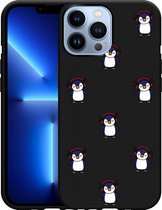 Geschikt voor Apple iPhone 13 Pro Max Hoesje Zwart Chillin like a penguin - Designed by Cazy