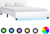 vidaXL Bedframe met LED kunstleer wit 140x200 cm