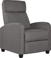Relaxstoel, televisiestoel, enkele bank, fauteuil met verstelbare beensteun, ligstoel van linnen stof, grijs