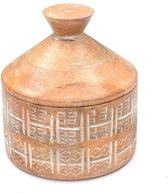 Unieke houten voorraad pot met deksel Ø19X21cm fair trade Canister Afrikaans Handmade