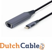 DutchCable Premium Series -  USB-C Naar Ethernet Adapter - LAN Netwerk adapter -  10/100/1000 Mbps - USB C To Internet RJ45 Poort - Space Grey - Macbook - HP - Chromebook - Samsung