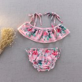Bikini meisje - Bikini met bloemen - Bikini met ruffles - Bikini maat 98 - badkleding meisje