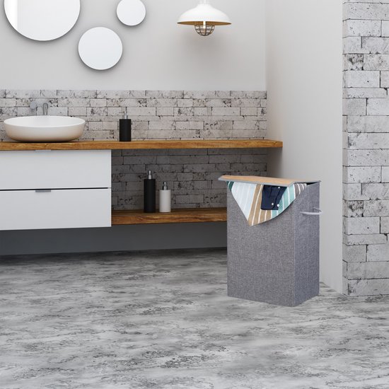 Relaxdays 2x panier à linge pliable - couvercle avec velcro - 60 litres - sac à linge - gris