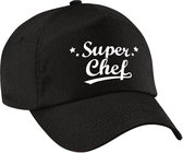 Super chef cadeau pet / baseball cap zwart voor dames en volwassenen - cadeau pet chef / baas