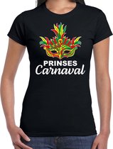 Prinses carnaval fun t-shirt dames zwart - Limburg carnaval verkleedkleding XS