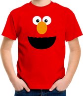 Rode cartoon knuffel gezicht verkleed t-shirt rood voor kinderen - Carnaval fun shirt / kleding / kostuum M (134-140)