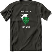 make beer not war Bier T-Shirt | Unisex Kleding | Dames - Heren Feest shirt | Drank | Grappig Verjaardag Cadeau tekst | - Donker Grijs - 3XL