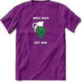 make beer not war Bier T-Shirt | Unisex Kleding | Dames - Heren Feest shirt | Drank | Grappig Verjaardag Cadeau tekst | - Paars - M