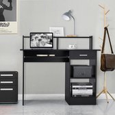 Bureau met laden, computertafel zwart bureau voor thuiskantoor met opbergvakken - 106 x 94 x 50 cm (B x H x D)