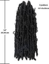 Purfect hair – 3x Soft Butterfly Locs – 14 Inch – 1B Zwart Nep Haar Extension